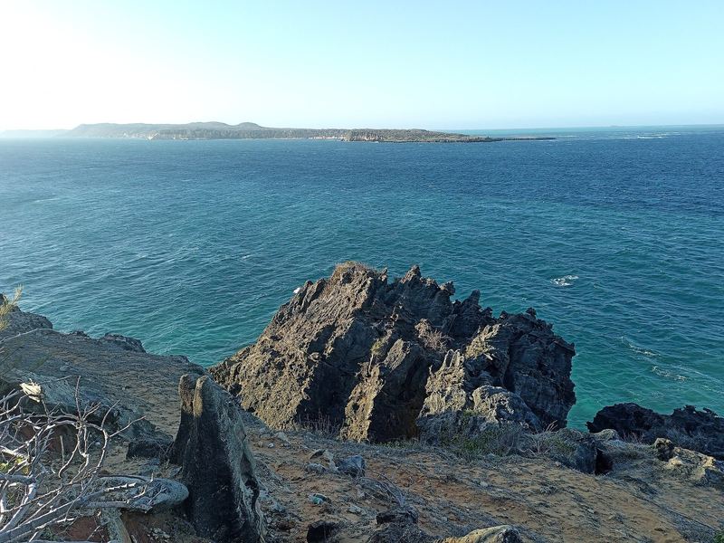 The great natural bay of Diego Suarez, with its volcanic headlands and the Indian Ocean beyond