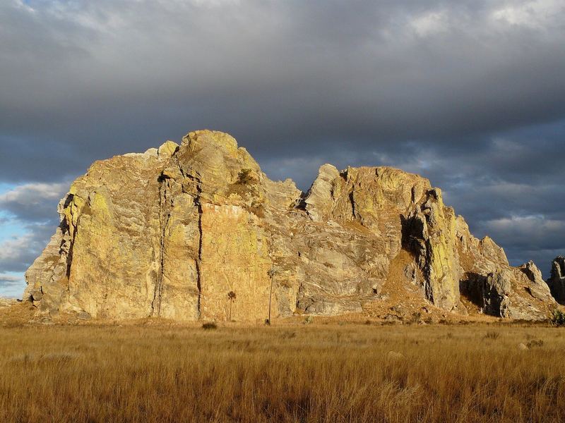 The Window rock formation in golden light, Isalo National Park, southern Madagascar